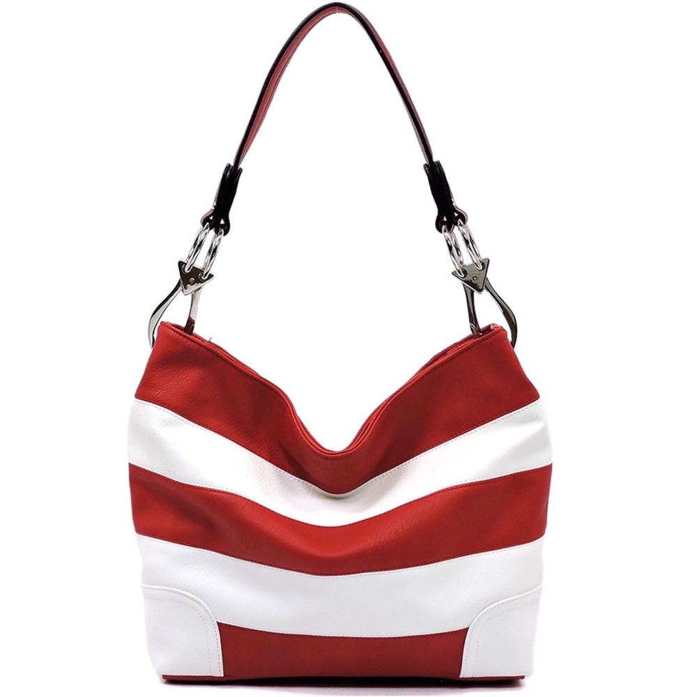 ❌SOLD❌ Red & White striped classic BUCKET BAG - Picture 1 of 5